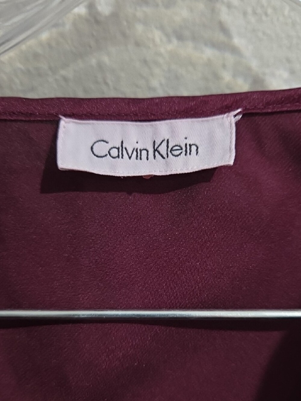 Calvin Klein Burgundy Satin Draped Neck Camisole - Picture 2 of 4